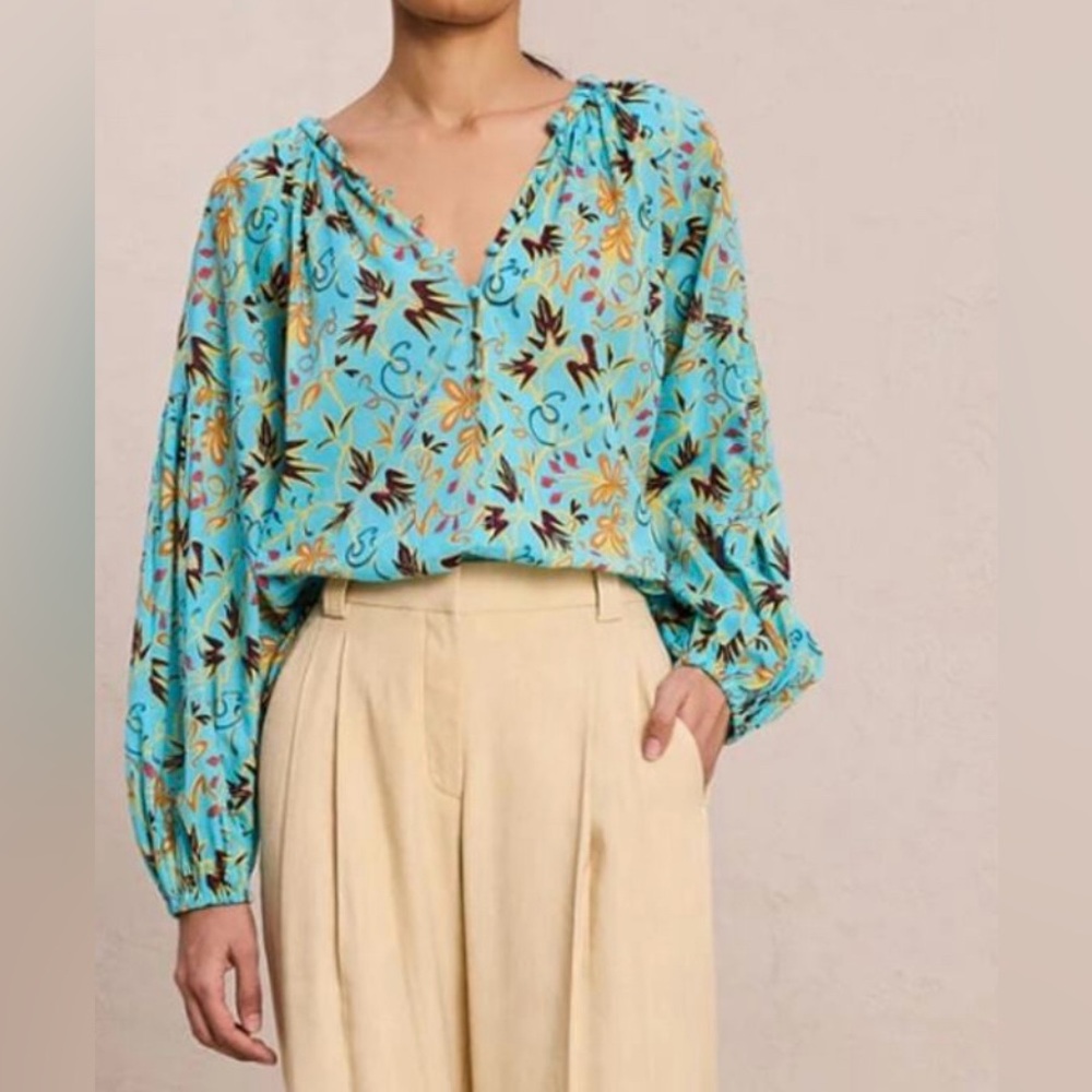A.L.C. Blue Floral Blouse